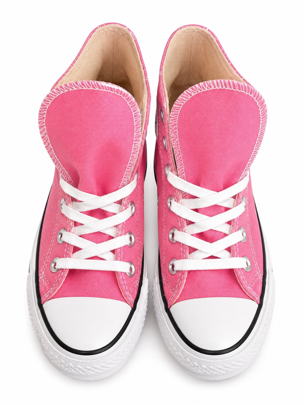 Converse Kids Pink Canvas Lace-Up Sneakers with White Accents